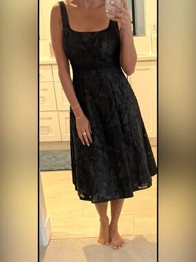 BCBGMaxAzria Black Textured Sheer-Panel Dress
